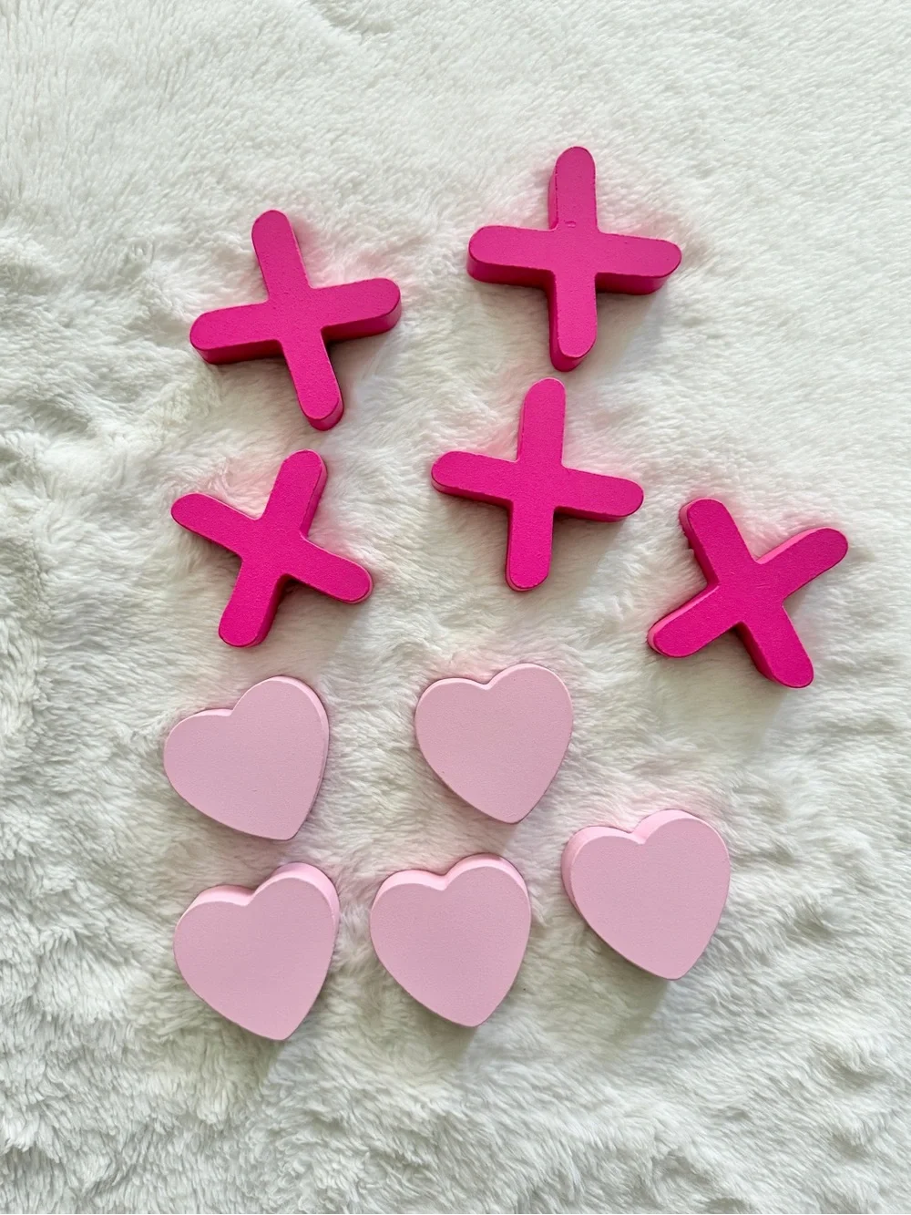 Valentine’s Day Tic Tac Toe Wooden Game Red Pink Hearts and X